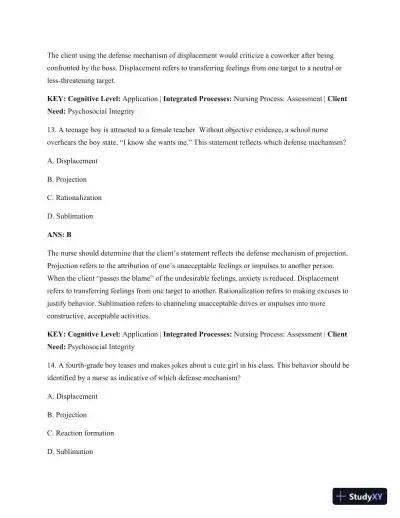 Test Bank For Psychiatric Mental Health Nursing: Concepts Of Care In Evidence-Based Practice, 8th Edition - Page 18 preview image