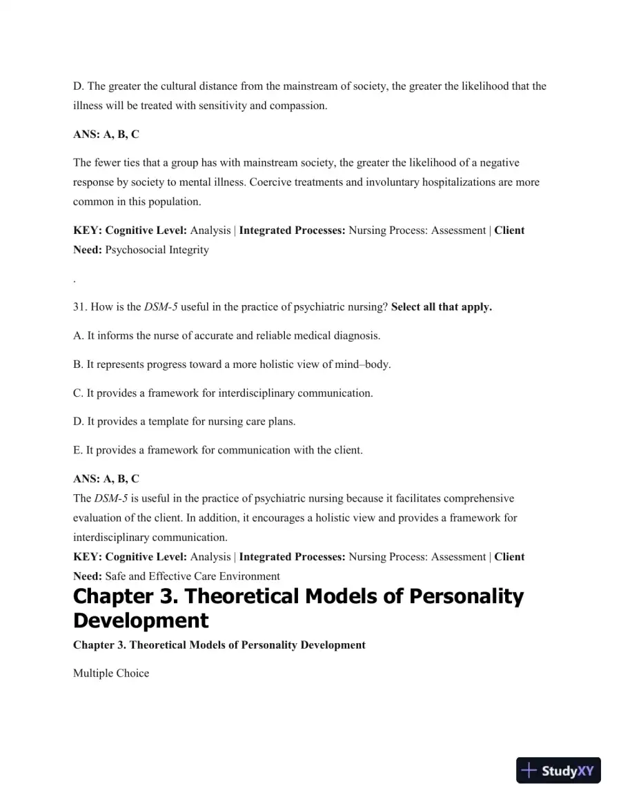 Test Bank For Psychiatric Mental Health Nursing: Concepts Of Care In Evidence-Based Practice, 8th Edition, page 26