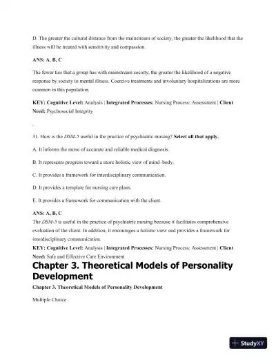 Test Bank For Psychiatric Mental Health Nursing: Concepts Of Care In Evidence-Based Practice, 8th Edition - Page 26 preview image
