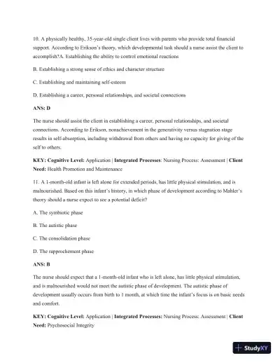 Test Bank For Psychiatric Mental Health Nursing: Concepts Of Care In Evidence-Based Practice, 8th Edition - Page 31 preview image