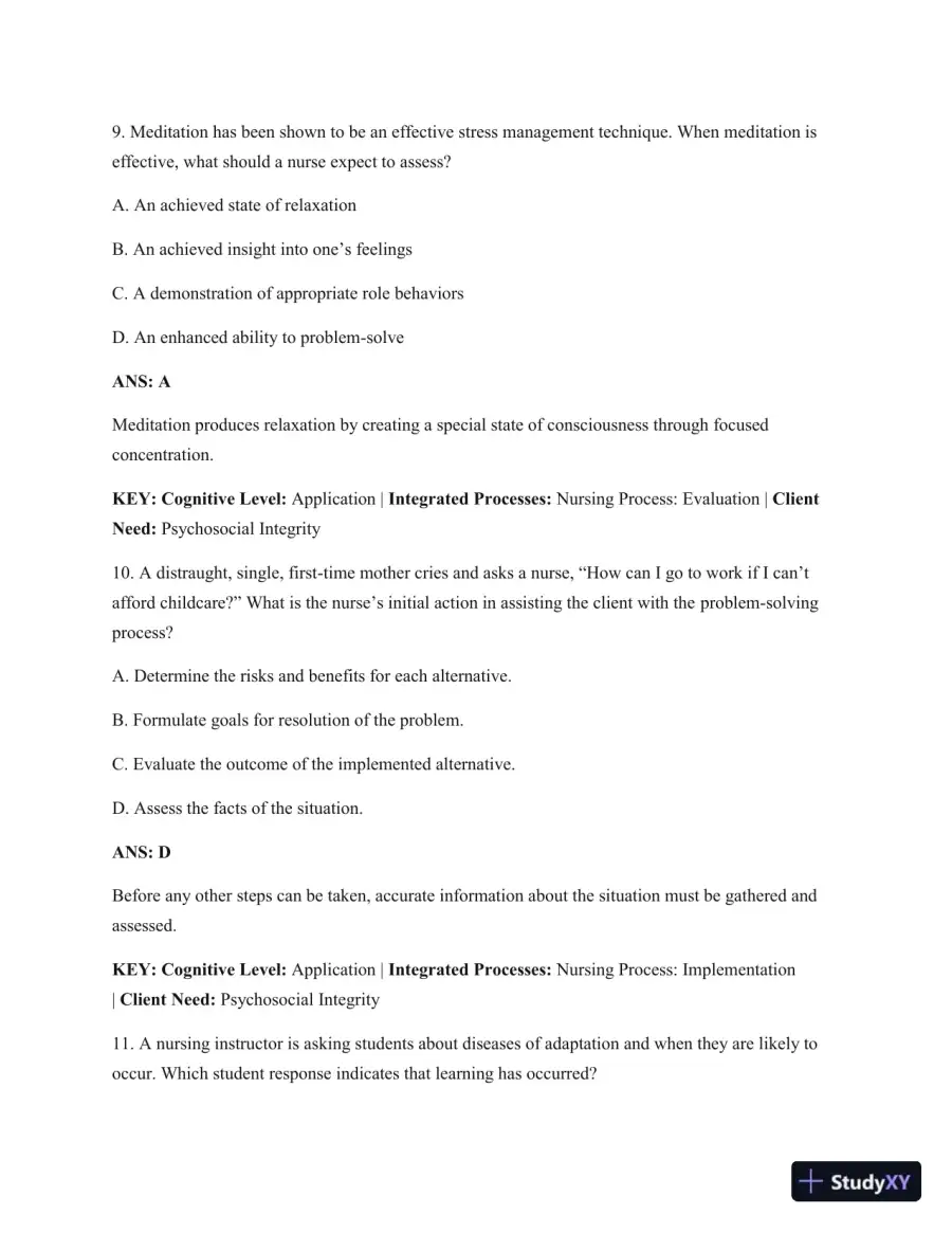 Test Bank For Psychiatric Mental Health Nursing: Concepts Of Care In Evidence-Based Practice, 8th Edition, page 6