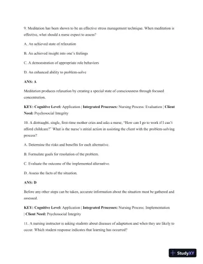 Test Bank For Psychiatric Mental Health Nursing: Concepts Of Care In Evidence-Based Practice, 8th Edition - Page 6 preview image