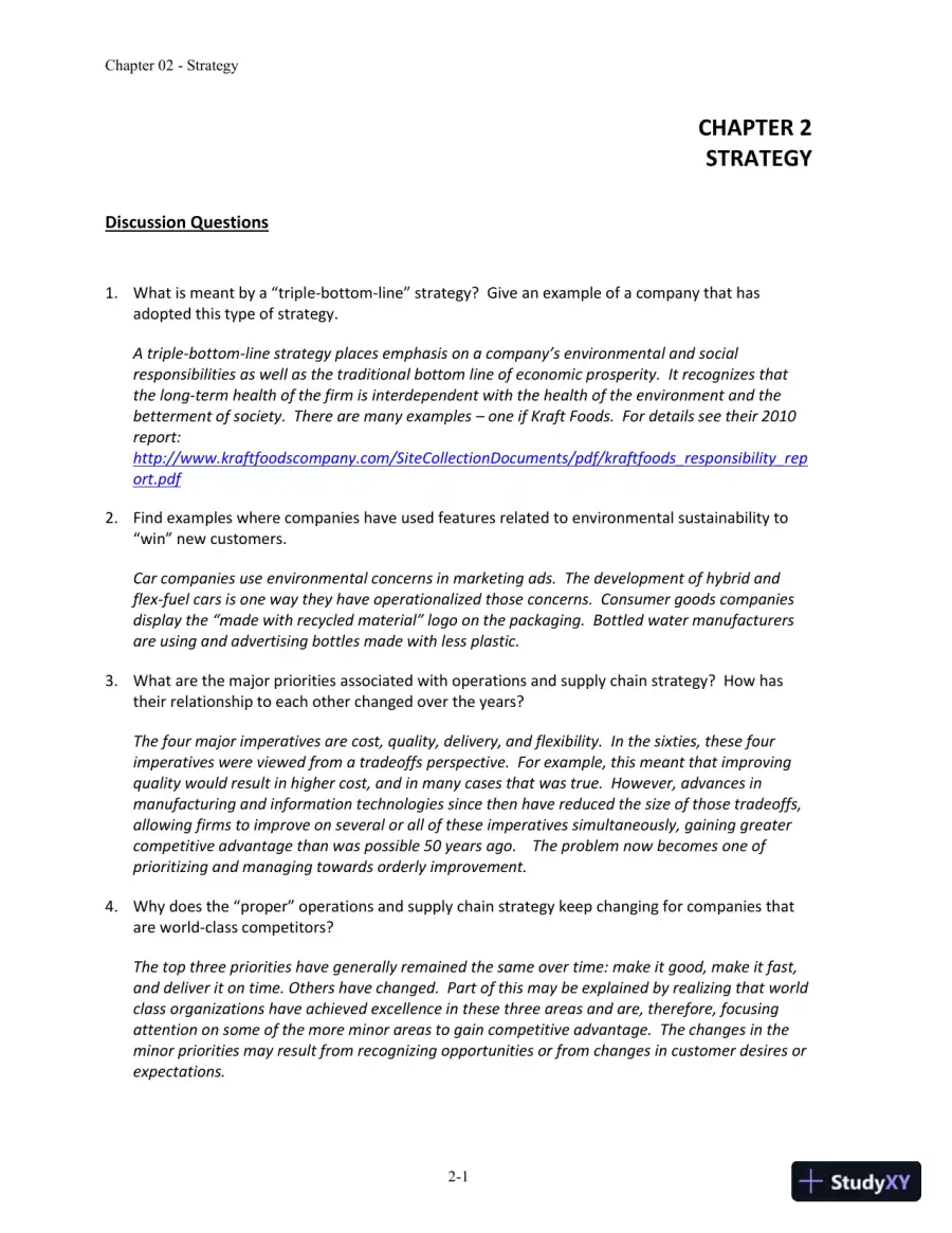 Solution Manual for Operations and Supply Chain Management, 14th Edition, page 10