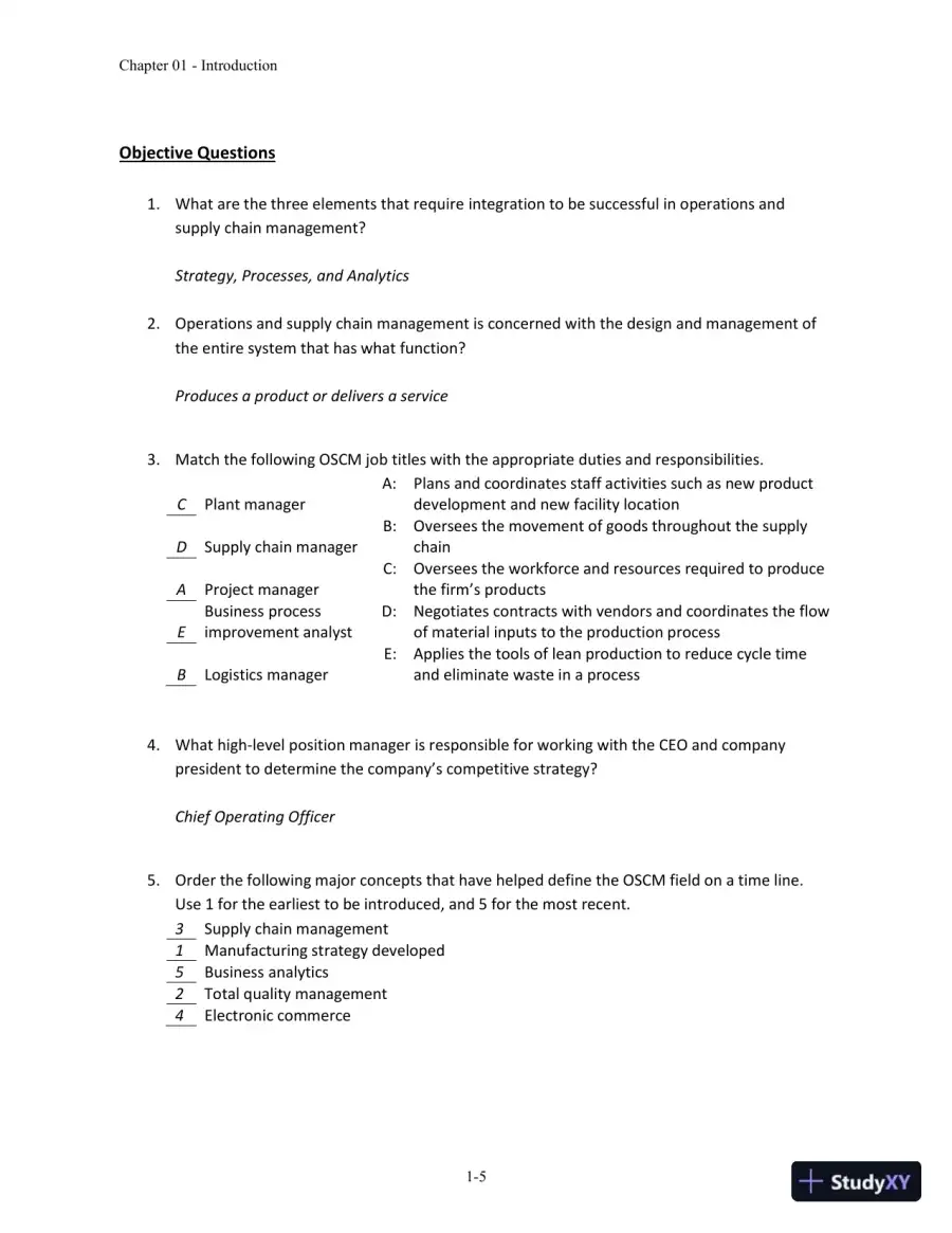 Solution Manual for Operations and Supply Chain Management, 14th Edition, page 6