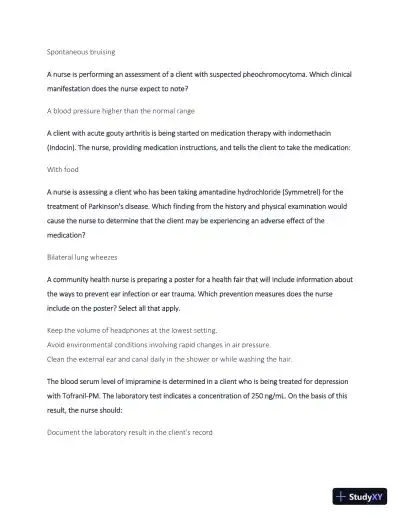 2024-2025 NCLEX Review Study Guide with Answers (50 Solved Questions) - Page 3 preview image