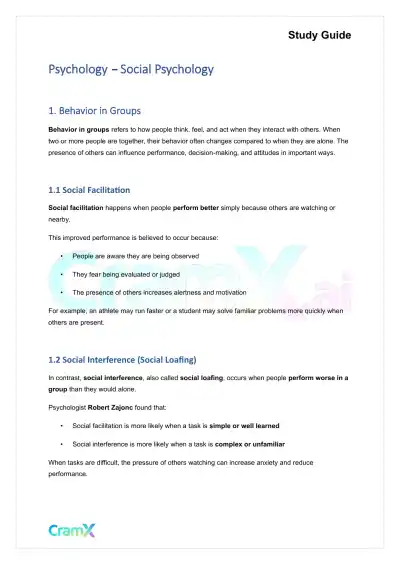 Psychology - Social Psychology - Page 1 preview image