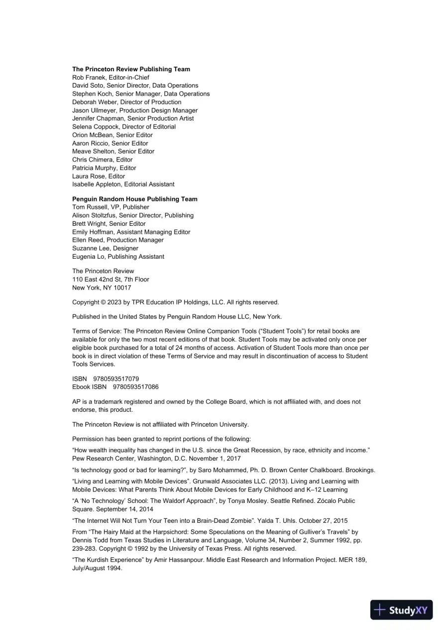 Princeton Review AP English Language and Composition Premium Prep, 18th Edition: 8 Practice Tests + Complete Content Review + Strategies and Techniques (2024) (2023), page 4