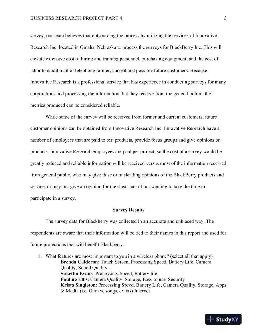 QNT 561 Applied Business Research and Statistics: Business Research Project Part 4- University of Phoenix, page 4