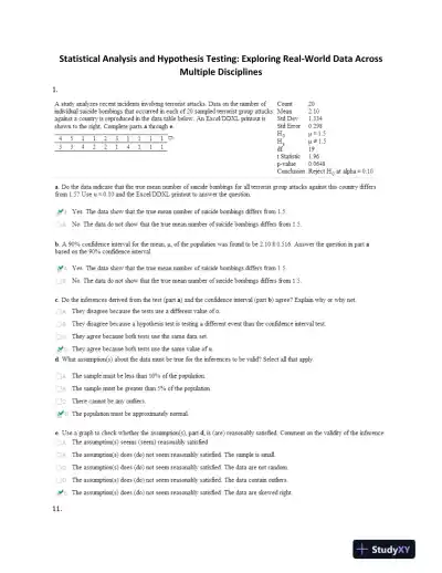 Statistical Analysis and Hypothesis Testing: Exploring Real-World Data Across Multiple Disciplines - Page 1 preview image