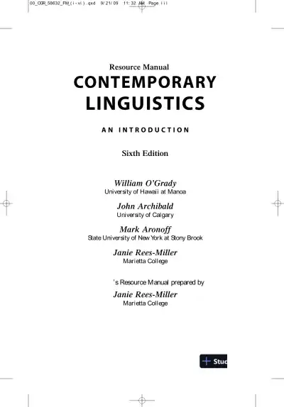 Solution Manual for Contemporary Linguistics: An Introduction , 6th Edition - Page 1 preview image