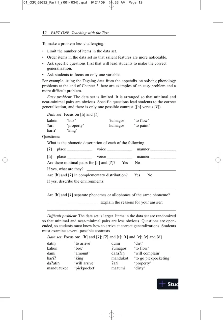 Solution Manual for Contemporary Linguistics: An Introduction , 6th Edition, page 15