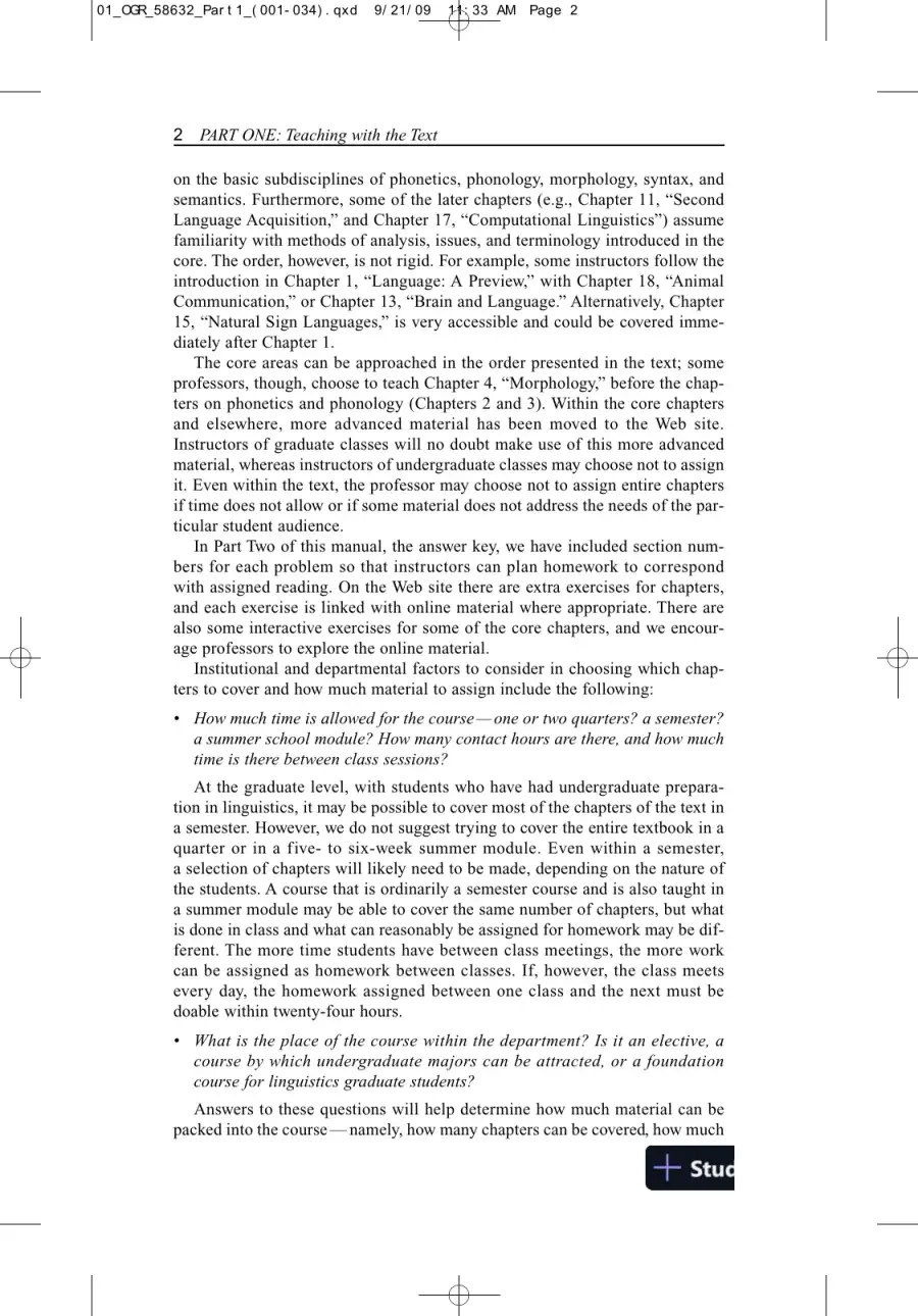 Solution Manual for Contemporary Linguistics: An Introduction , 6th Edition, page 5