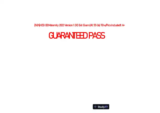 2023 HESI Maternity OB Test Bank Exit Exam Version 1 With Answers (70 Solved Questions) - Page 1 preview image