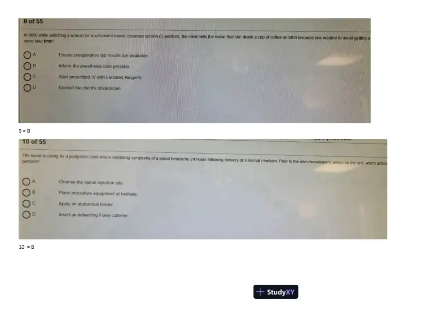 2023 HESI Maternity OB Test Bank Exit Exam Version 1 With Answers (70 Solved Questions), page 6