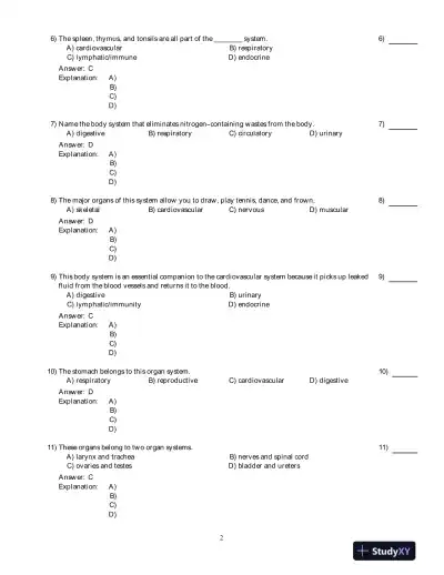 Test Bank for Human Anatomy And Physiology Laboratory Manual, Fetal Pig Version, 11th Edition - Page 10 preview image