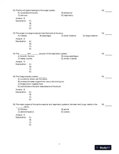 Test Bank for Human Anatomy And Physiology Laboratory Manual, Fetal Pig Version, 11th Edition - Page 11 preview image
