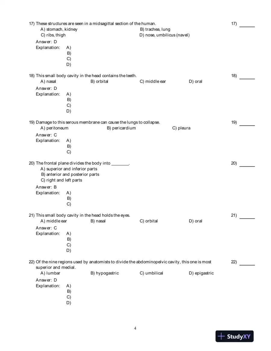 Test Bank for Human Anatomy And Physiology Laboratory Manual, Fetal Pig Version, 11th Edition, page 5