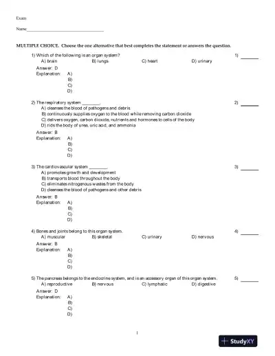 Test Bank for Human Anatomy And Physiology Laboratory Manual, Fetal Pig Version, 11th Edition - Page 9 preview image