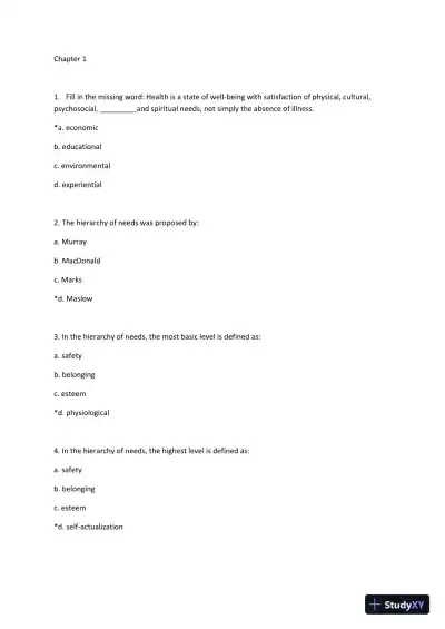 Health Psychology: Theory, Research and Practice Fourth Edition Test Bank - Page 1 preview image