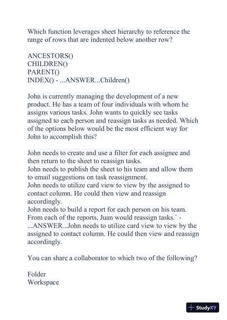 2024 Smartsheet Core Product Computer Science Certification Exam With Answers (113 Solved Questions), page 10