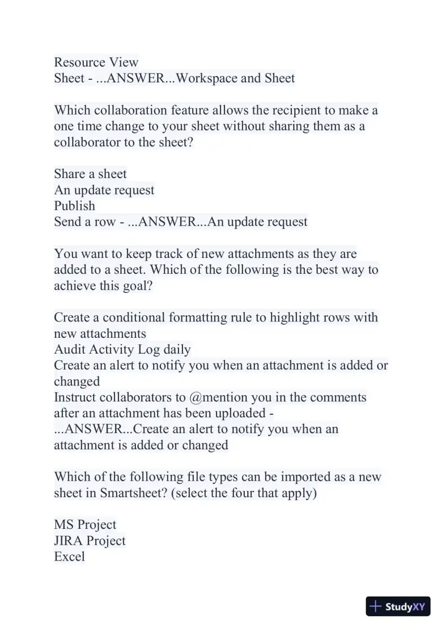 2024 Smartsheet Core Product Computer Science Certification Exam With Answers (113 Solved Questions), page 11