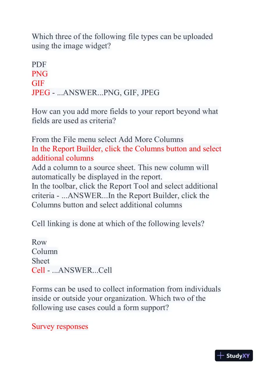 2024 Smartsheet Core Product Computer Science Certification Exam With Answers (113 Solved Questions), page 3