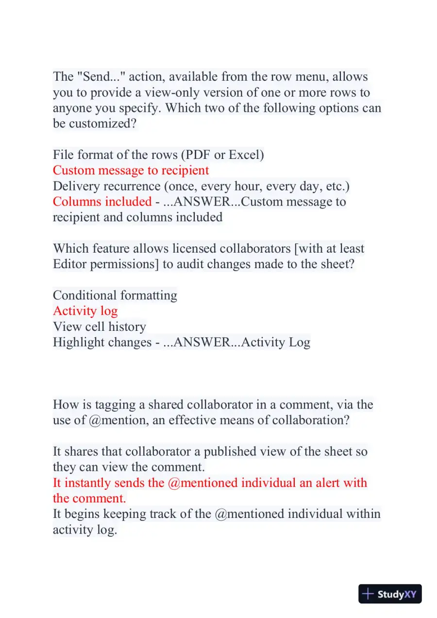 2024 Smartsheet Core Product Computer Science Certification Exam With Answers (113 Solved Questions), page 5