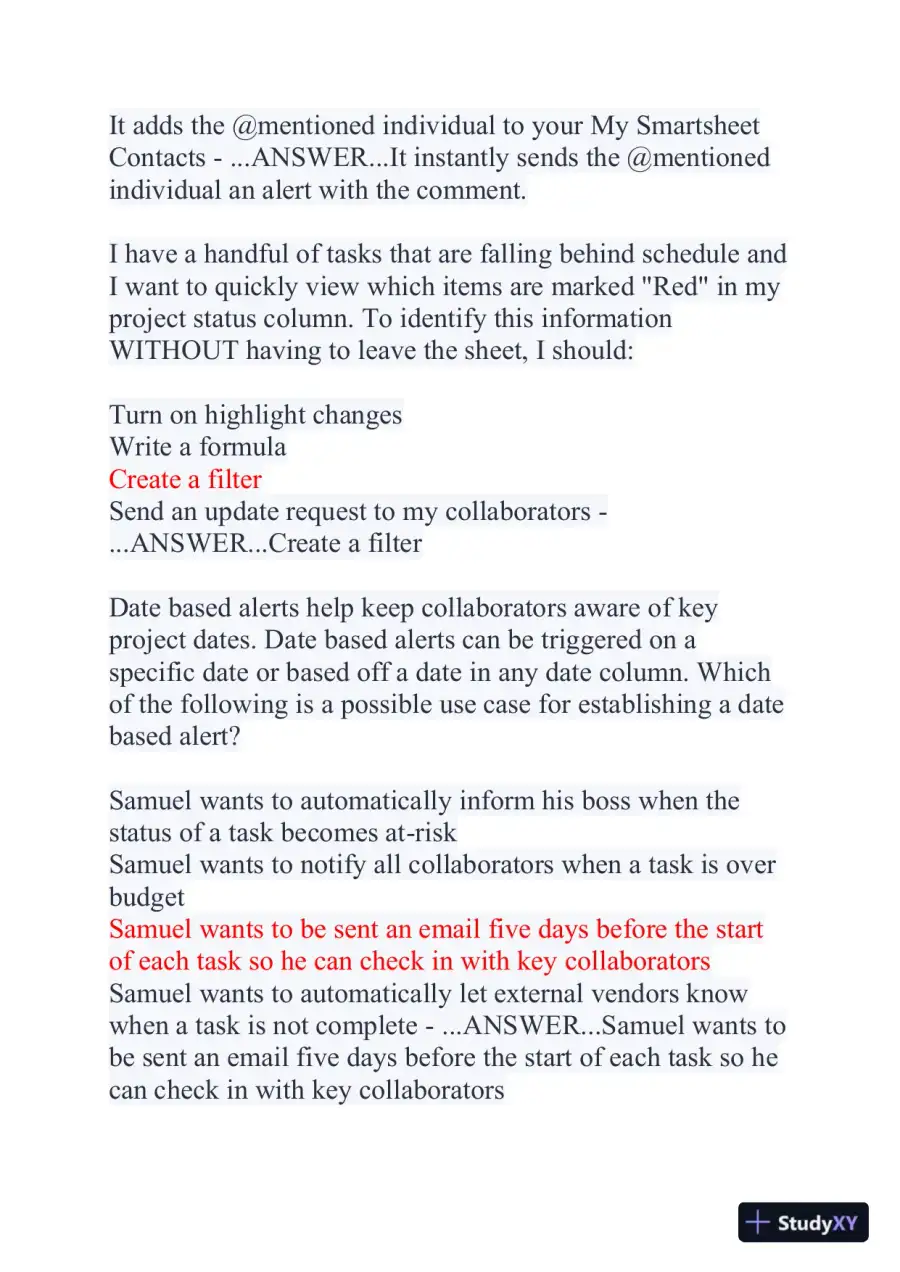 2024 Smartsheet Core Product Computer Science Certification Exam With Answers (113 Solved Questions), page 6