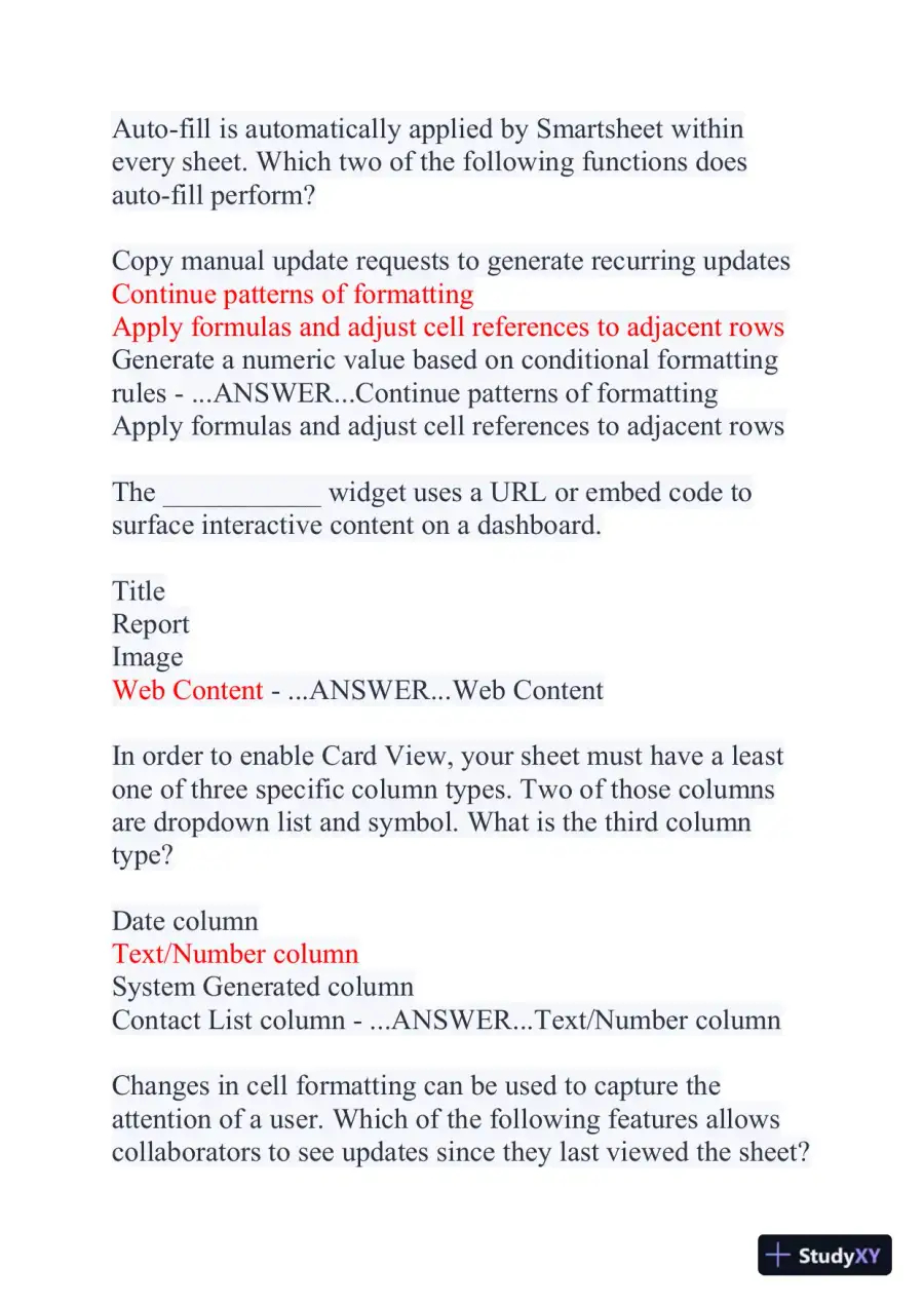 2024 Smartsheet Core Product Computer Science Certification Exam With Answers (113 Solved Questions), page 7