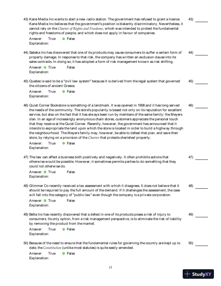 Managing The Law: The Legal Aspects Of Doing Business, 3rd Edition Test Bank, page 16