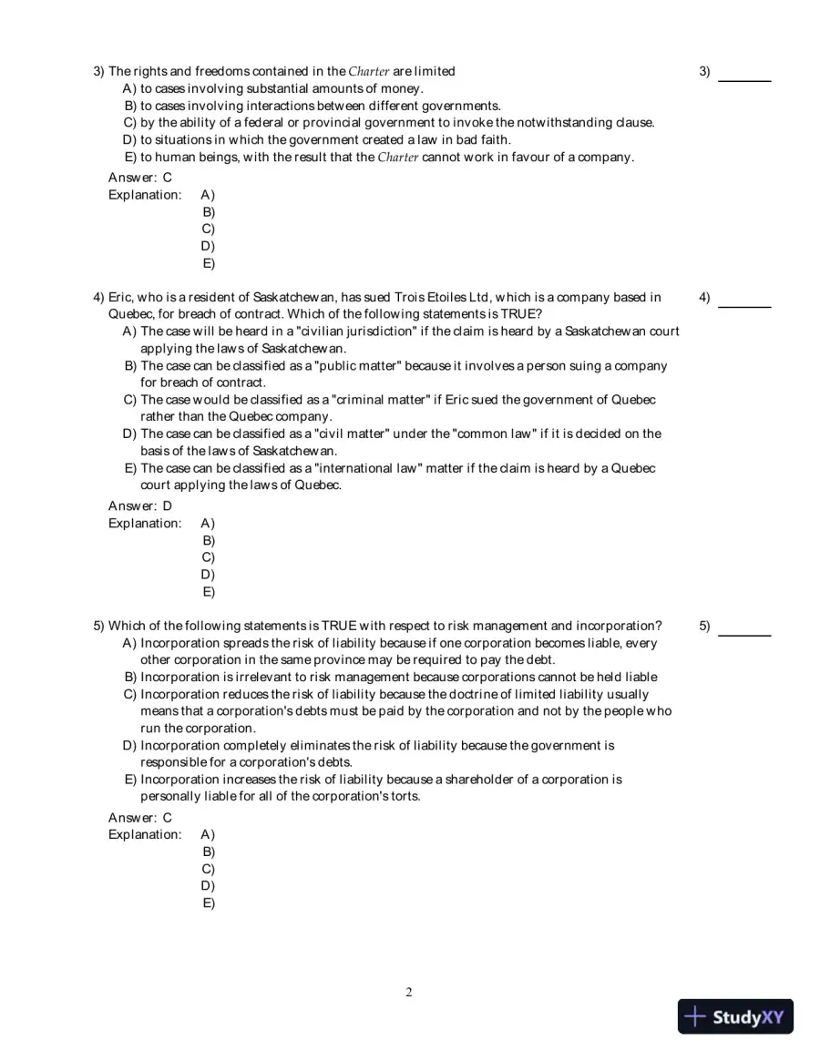 Managing The Law: The Legal Aspects Of Doing Business, 3rd Edition Test Bank, page 3