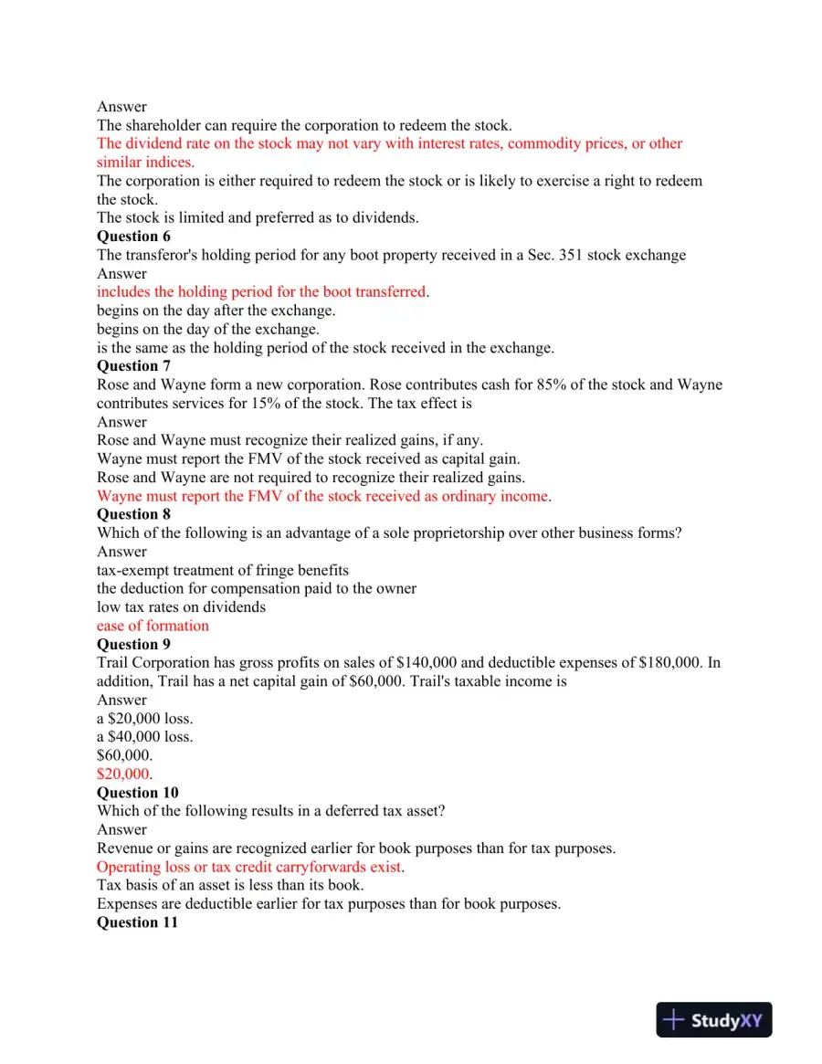 ACC565 Midterm Exam - 2015: Taxation and Corporate Law Strayer University, page 3