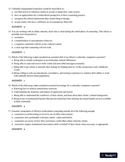 Test Bank For Theory and Practice of Counseling and Psychotherapy, 10th Edition - Page 10 preview image