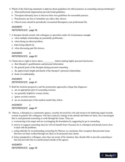 Test Bank For Theory and Practice of Counseling and Psychotherapy, 10th Edition - Page 15 preview image