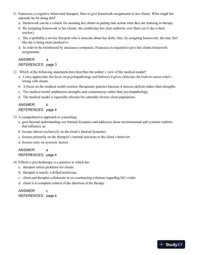 Test Bank For Theory and Practice of Counseling and Psychotherapy, 10th Edition - Page 4 preview image