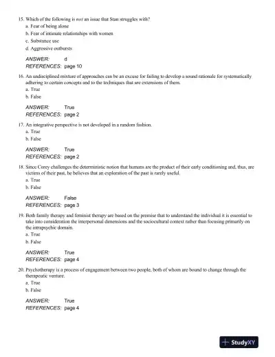 Test Bank For Theory and Practice of Counseling and Psychotherapy, 10th Edition - Page 5 preview image