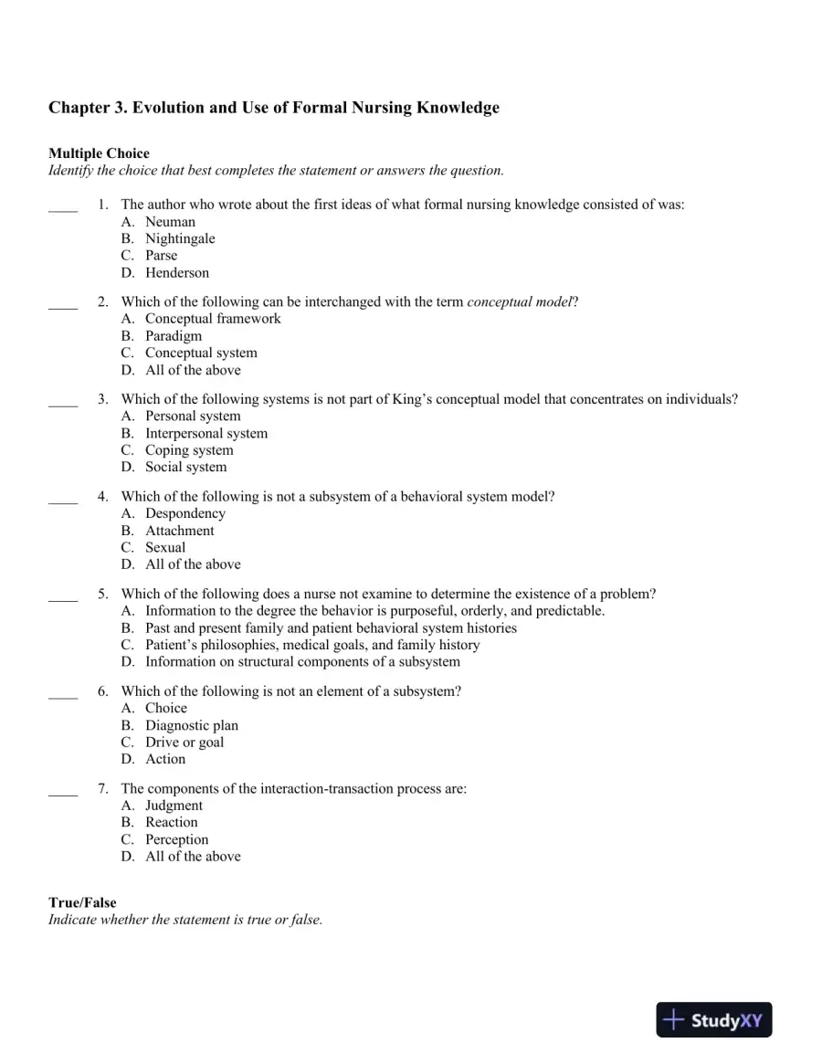 Advancing Your Career: Concepts in Professional Nursing 5th Edition Test Bank, page 10