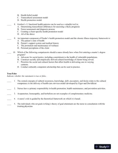 Advancing Your Career: Concepts in Professional Nursing 5th Edition Test Bank - Page 15 preview image