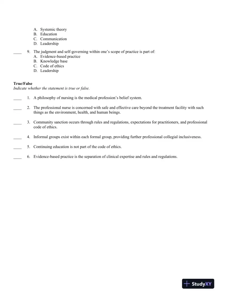 Advancing Your Career: Concepts in Professional Nursing 5th Edition Test Bank, page 3