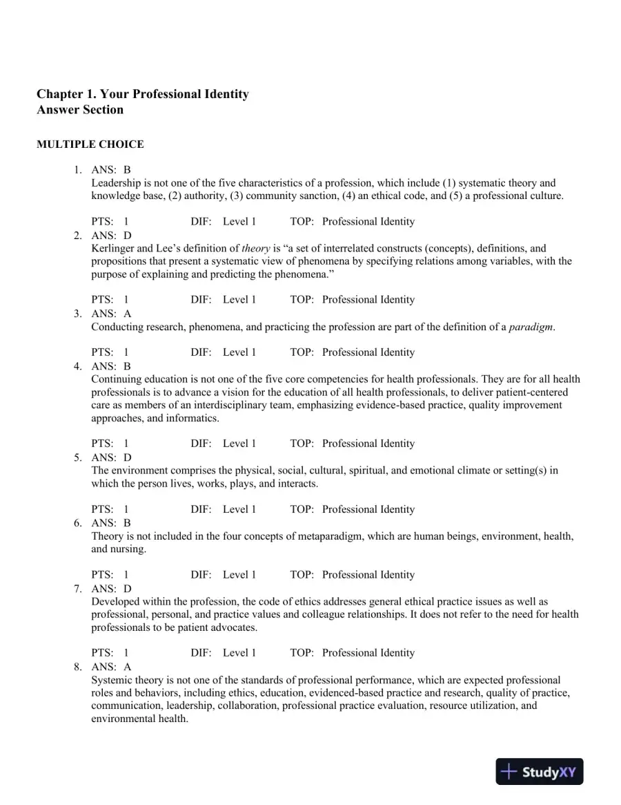 Advancing Your Career: Concepts in Professional Nursing 5th Edition Test Bank, page 4