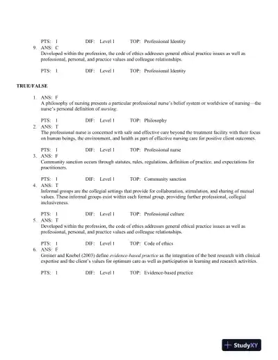 Advancing Your Career: Concepts in Professional Nursing 5th Edition Test Bank - Page 5 preview image