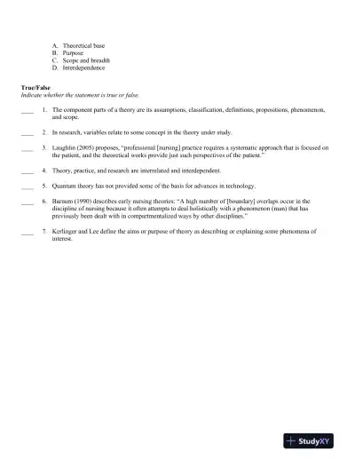 Advancing Your Career: Concepts in Professional Nursing 5th Edition Test Bank - Page 7 preview image