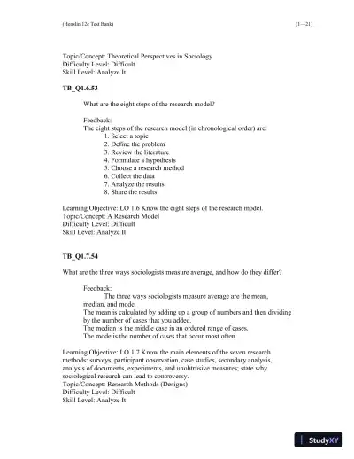 Test Bank For Essentials of Sociology 12th Edition Test Bank - Page 22 preview image