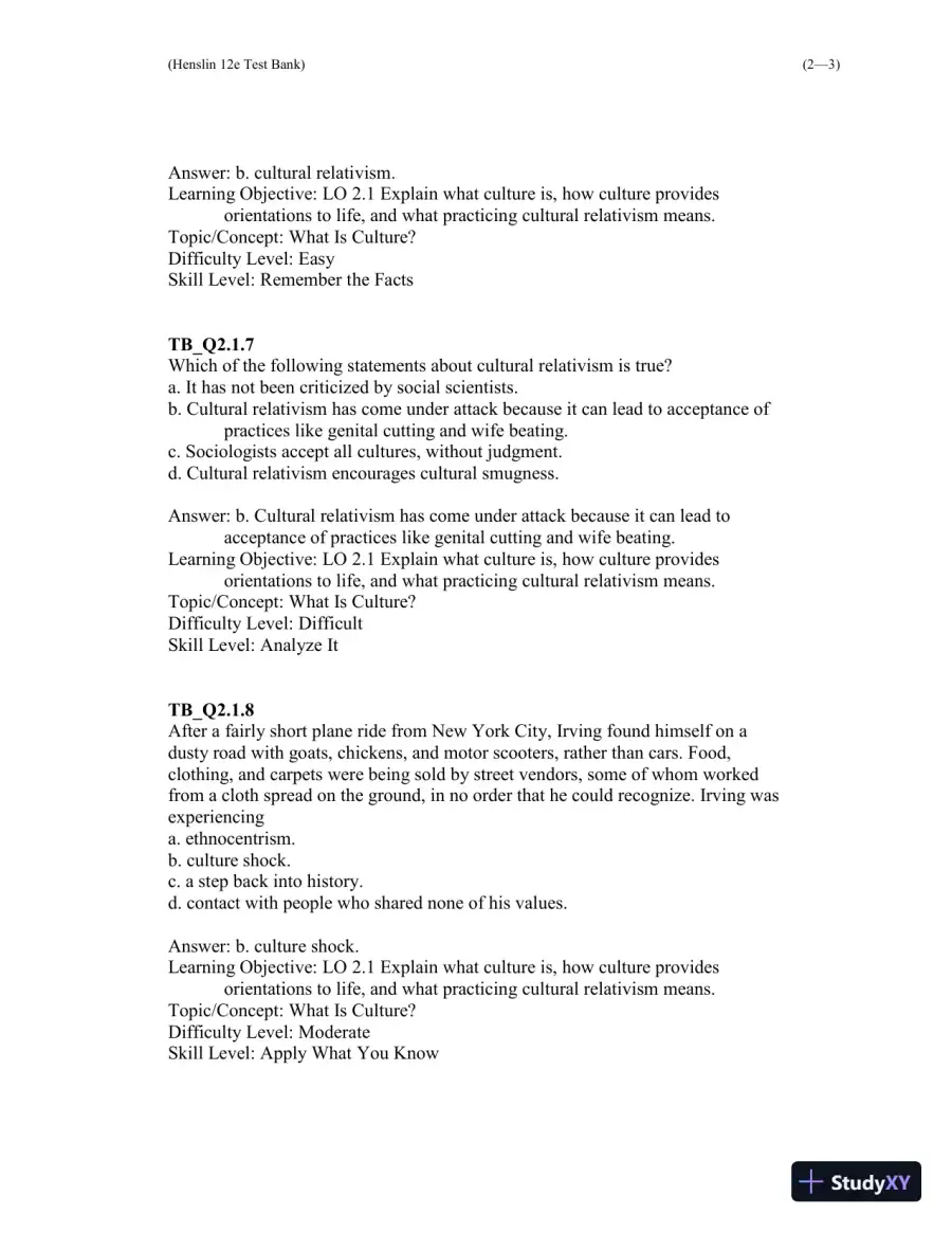 Test Bank For Essentials of Sociology 12th Edition Test Bank, page 26