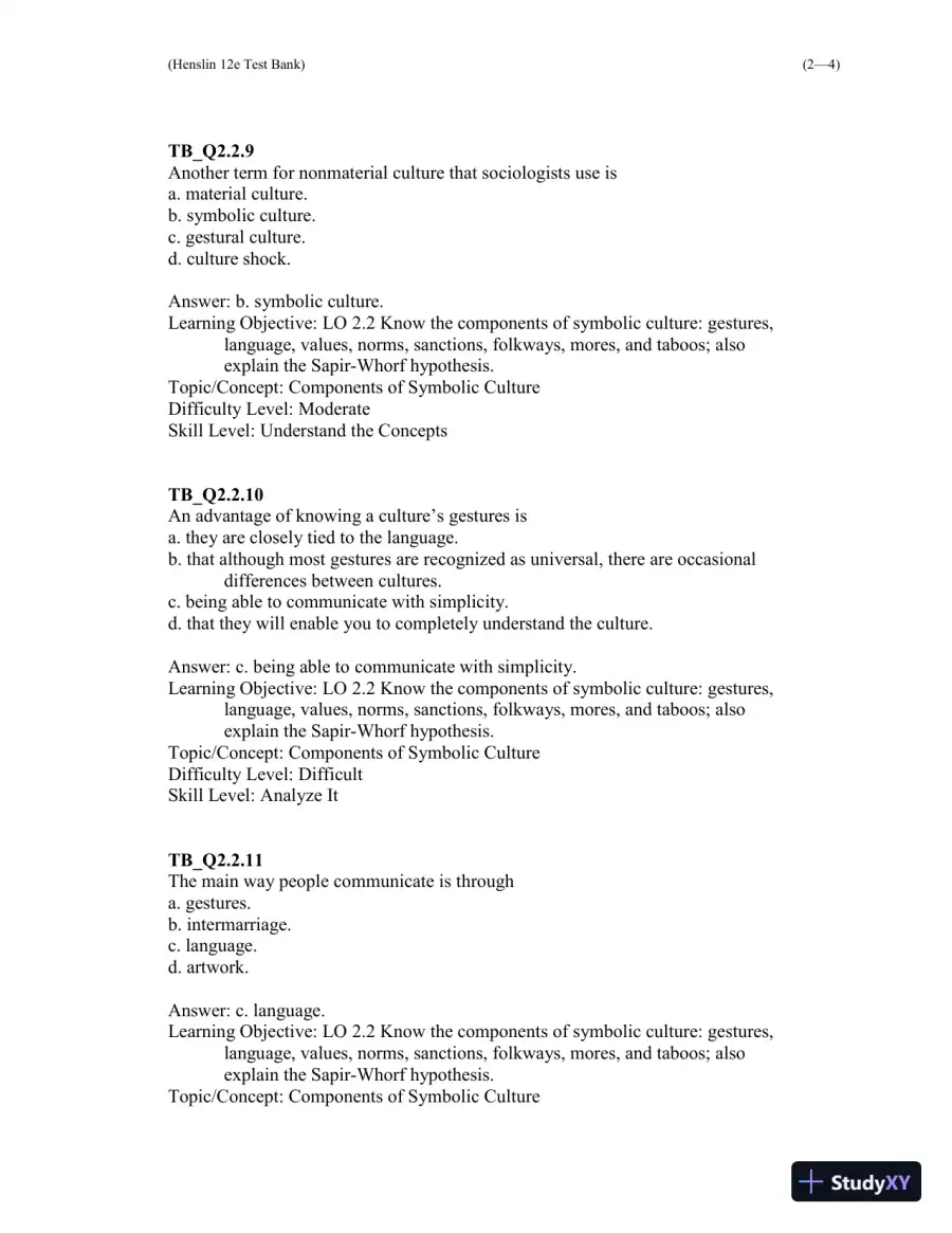 Test Bank For Essentials of Sociology 12th Edition Test Bank, page 27