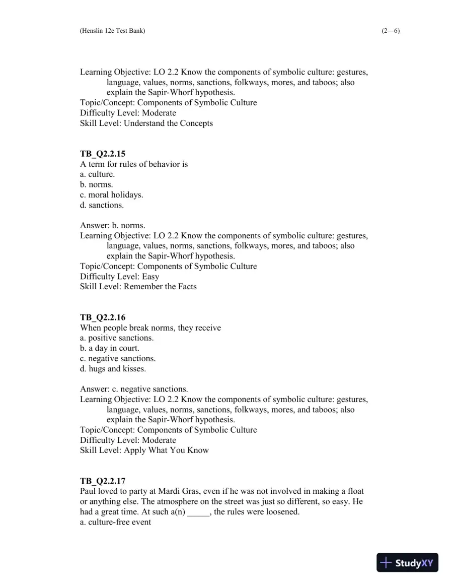 Test Bank For Essentials of Sociology 12th Edition Test Bank, page 29