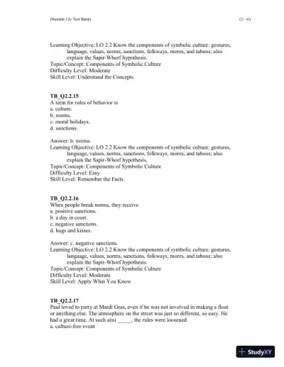 Test Bank For Essentials of Sociology 12th Edition Test Bank - Page 29 preview image