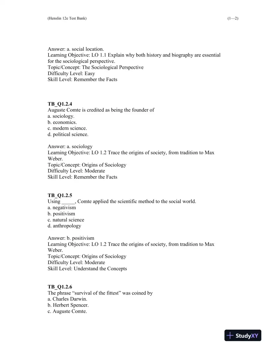 Test Bank For Essentials of Sociology 12th Edition Test Bank, page 3