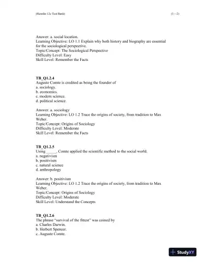Test Bank For Essentials of Sociology 12th Edition Test Bank - Page 3 preview image