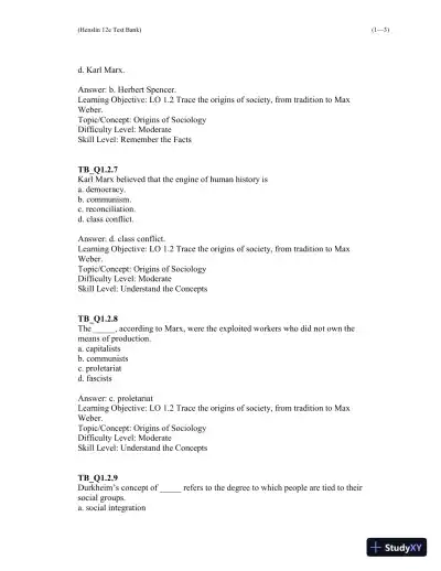 Test Bank For Essentials of Sociology 12th Edition Test Bank - Page 4 preview image